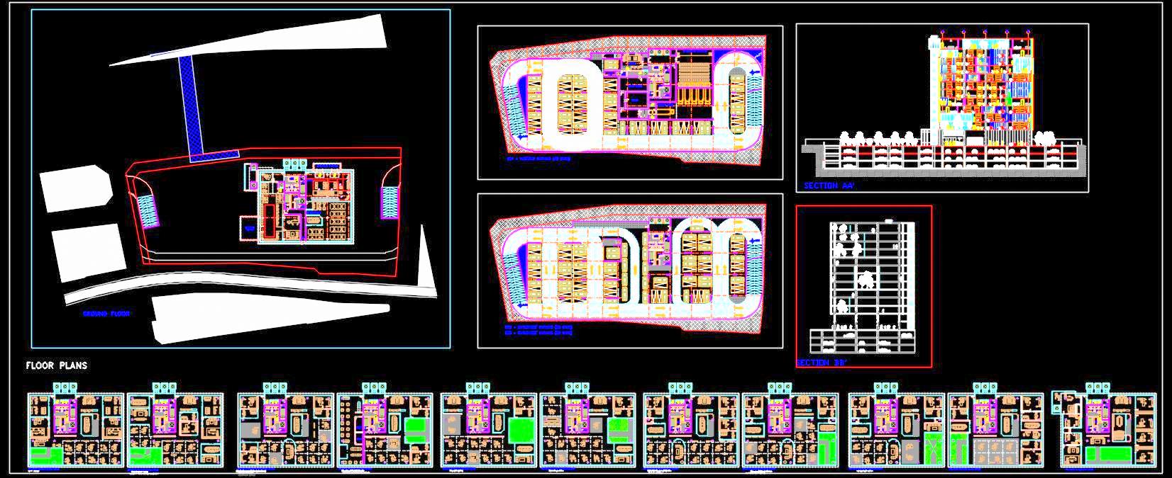 Multi-Level Office Complex Design DWG